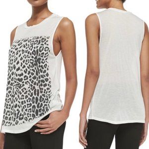 HAUTE HIPPIE Leopard Print White Tank Top EUC sz M
